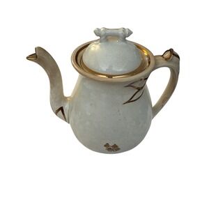 Anthony Shaw Burslem Teapot Stone China‎ Cream Gold Floral Vintage